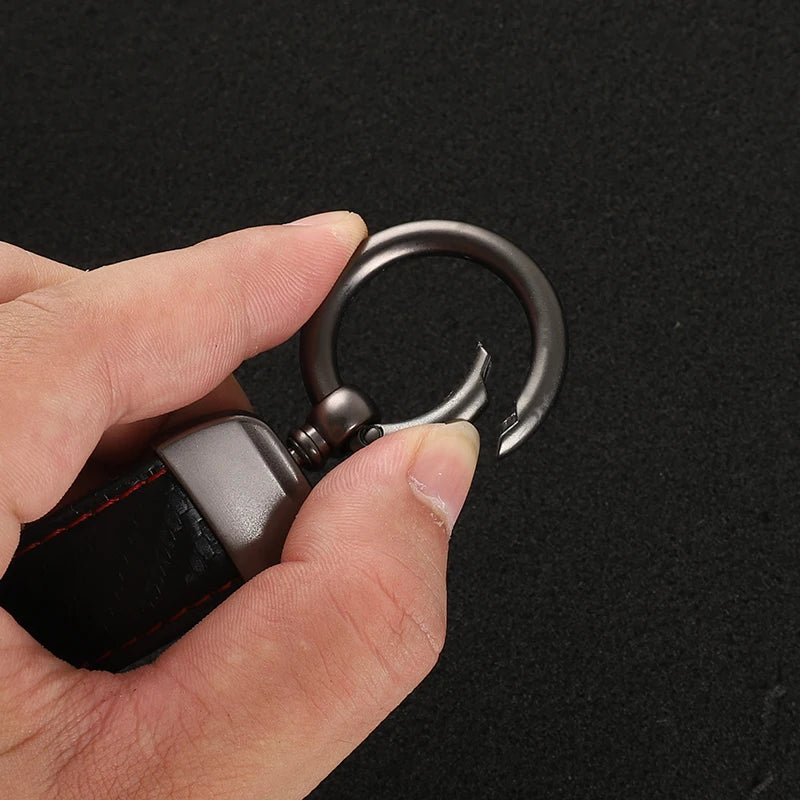 Dodge Black Leather Keychain