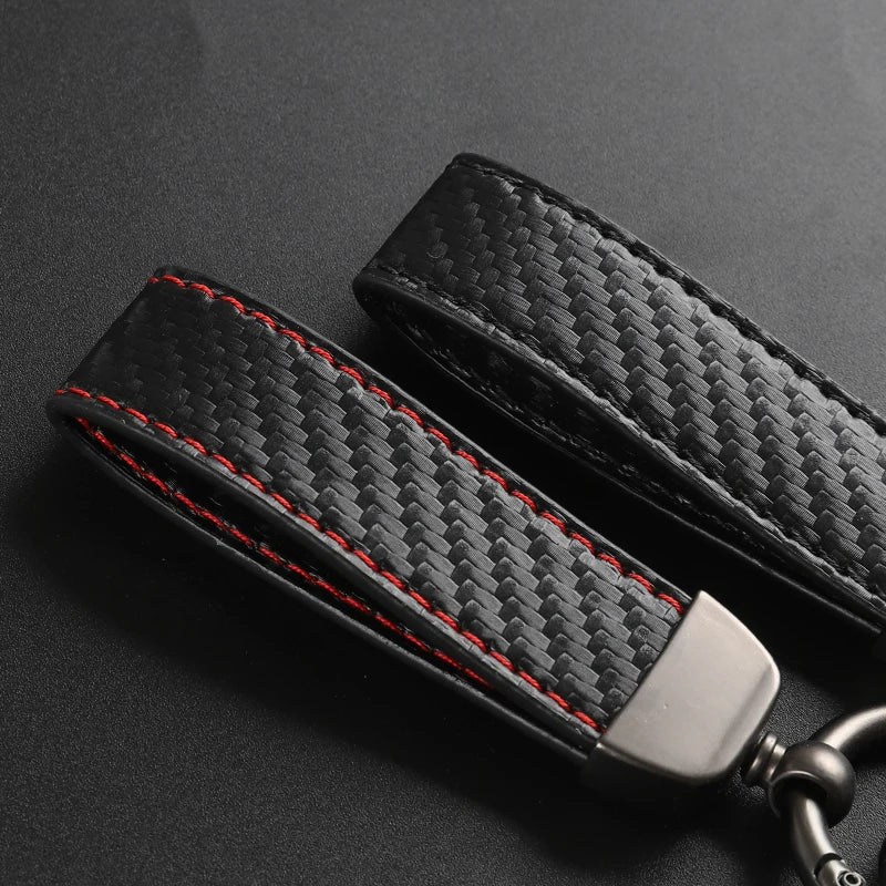 Dodge Carbon Fiber Leather Keychain