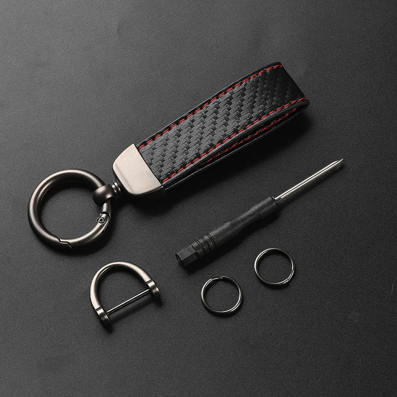 Dodge Carbon Fiber Leather Keychain